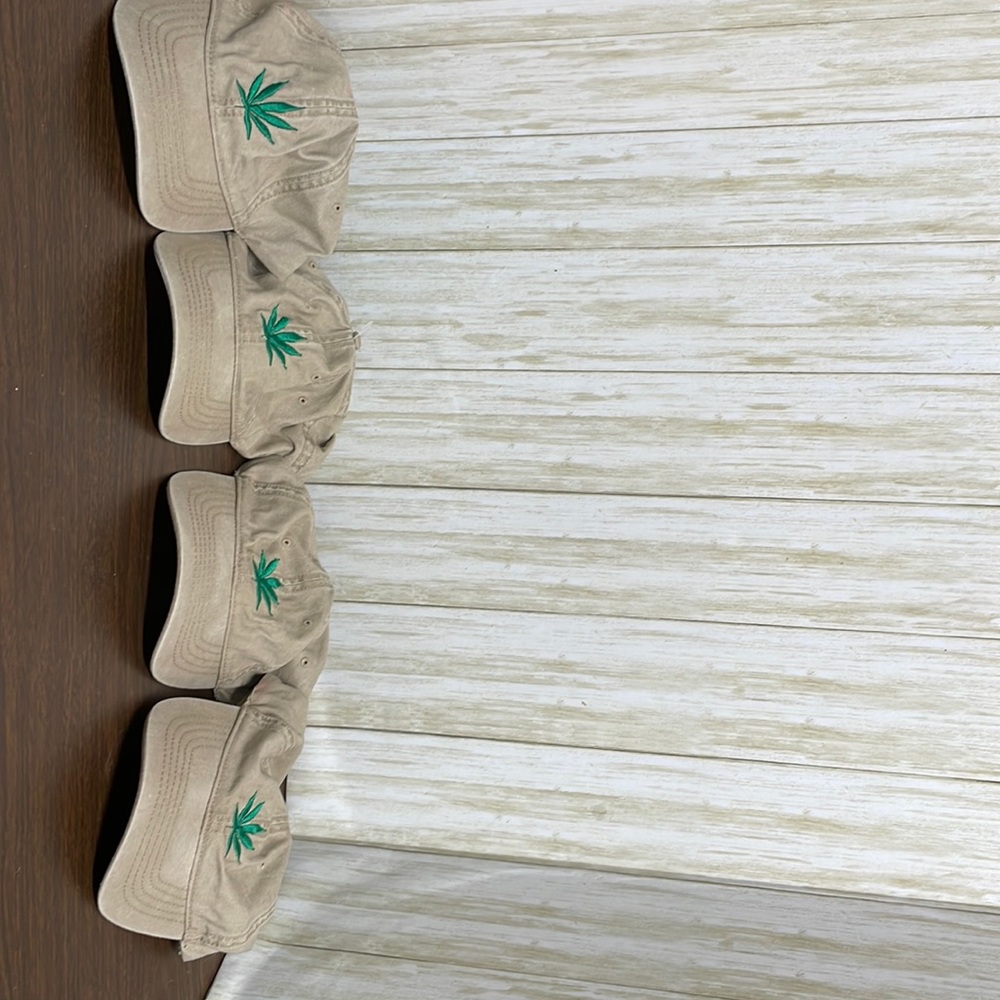 Weed leaf embroidered cap